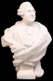 AFTER BOIZOT (D.1809) CARVED ALABASTER BUST, KING LOUIS XVI OF FRANCE, 27"H