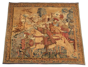 FRENCH AUBUSSON STYLE FIGURAL WALL TAPESTRY, 19TH C.