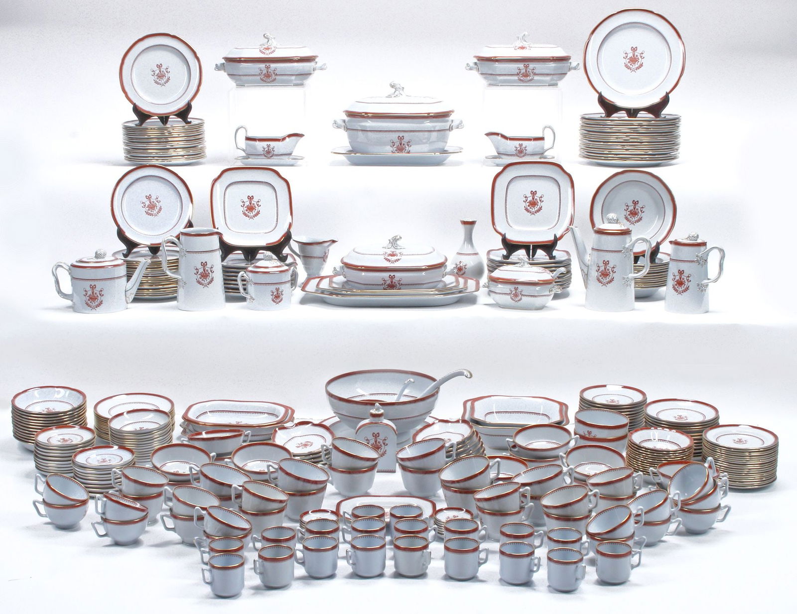 (330) SUBSTANTIAL COPELAND SPODE 'NEWBURYPORT RED' PORCELAIN DINNER SERVICE (1 of 7)