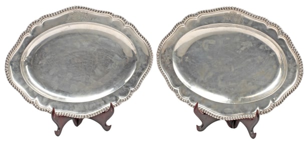 (2) ENGLISH CHARLES GORDON STERLING SILVER TRAYS WITH BEAUFORT CREST