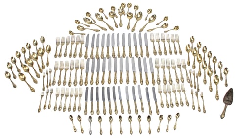 (144) GORHAM VERMEIL STERLING SILVER 'VIRGINIANA' FLATWARE SERVICE, 142.86OZT