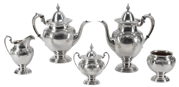 (5) WALLACE STERLING SILVER 'STRADIVARI' TEA & COFFEE SERVICE