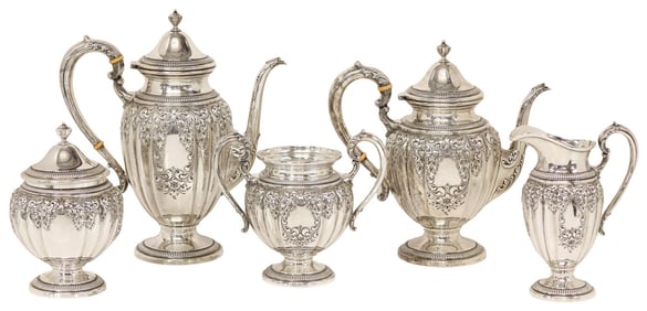 (5) FRANK M. WHITING & CO. STERLING SILVER TEA & COFFEE SERVICE