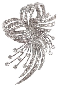 ESATATE M. MILLMAN PLATINUM & 4.25CTTW DIAMOND BOW BROOCH / PIN