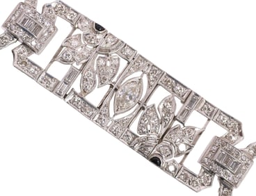 ESTATE ART DECO PLATINUM & 7.85CTTW DIAMOND LINK BRACELET