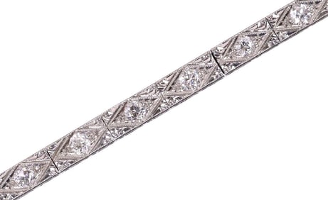 ESTATE ART DECO PLATINUM & 2CTTW DIAMOND LINE BRACELET