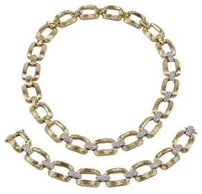 (2) ESTATE SPARK 18KT BICOLOR GOLD & 2.50CTTW DIAMOND NECKLACE & BRACELET