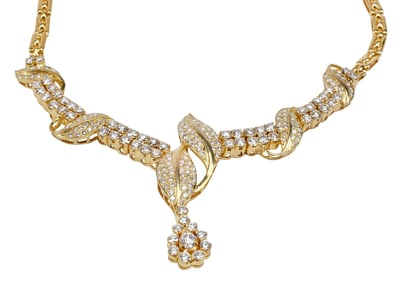ESTATE 18KT YELLOW GOLD & 3.95CTTW DIAMOND COLLAR NECKLACE