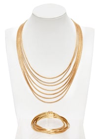 (2) ESTATE ITALIAN 18KT YELLOW GOLD JEWELRY SUITE, NECKLACE & BRACELET