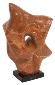 CHARLES UMLAUF (1911-1994) CARVED MARBLE ABSTRACT SCULPTURE, 'JUBILATE DEO' 18.5"H