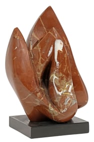 CHARLES UMLAUF (1911-1994) CARVED MARBLE ABSTRACT SCULPTURE, 'EXULTEMUS' 14"H