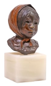 GLENNA GOODACRE (TX, 1939-2020) BRONZE SCULPTURE, BUST OF A CHILD