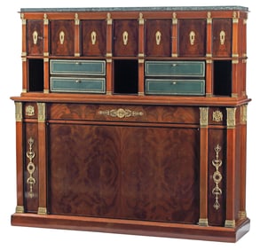 UNUSUAL FRENCH EMPIRE ORMOLU-MOUNTED MAHOGANY CARTONNIER CABINET