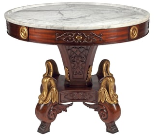 EMPIRE STYLE PARCEL-GILT MARBLE-TOP GUERIDON / CENTER TABLE