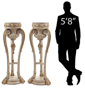 (2) NEOCLASSICAL STYLE PARCEL GILT STANDING JARDINIERES / PLANTERS