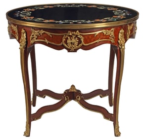 LOUIS XV STYLE ORMOLU-MOUNTED PIETRA DURA MARBLE-TOP CENTER TABLE