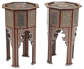 (2) MOORISH STYLE INLAID OCTAGONAL SIDE TABLES