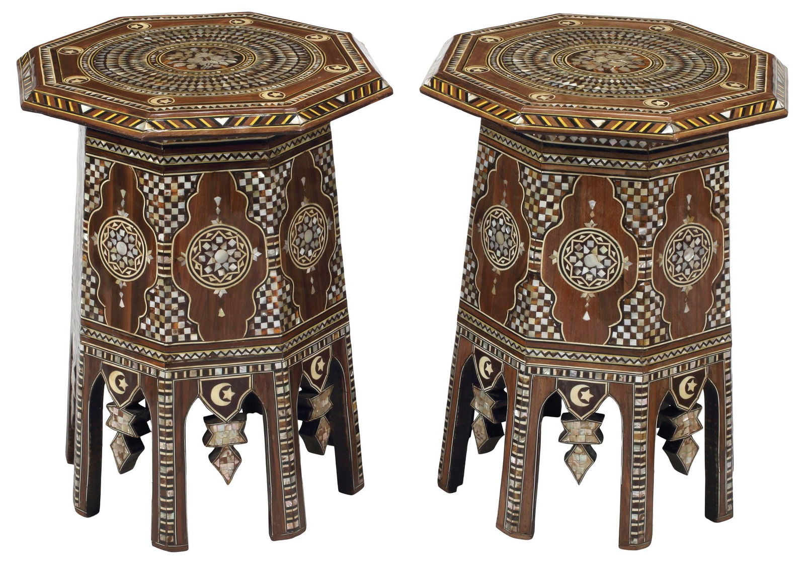 (2) MOORISH STYLE INLAID OCTAGONAL OCCASIONAL TABLES (1 of 4)