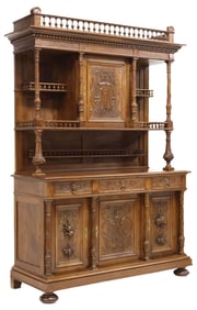 RENAISSANCE REVIVAL CARVED WALNUT BUFFET DEUX CORPS