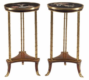 (2) NEOCLASSICAL STYLE LACQUERED-TOP ORMOLU GUERIDONS / SIDE TABLES