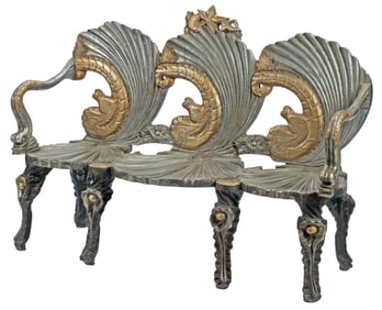 VENETIAN STYLE PARCEL-GILT SHELL-FORM 'GROTTO' SETTEE