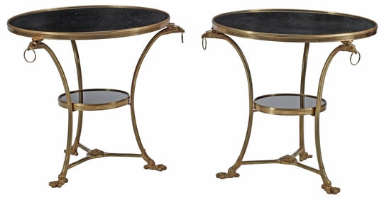 (2) NEOCLASSICAL STYLE MARBLE-TOP ORMOLU GUERIDON TABLES