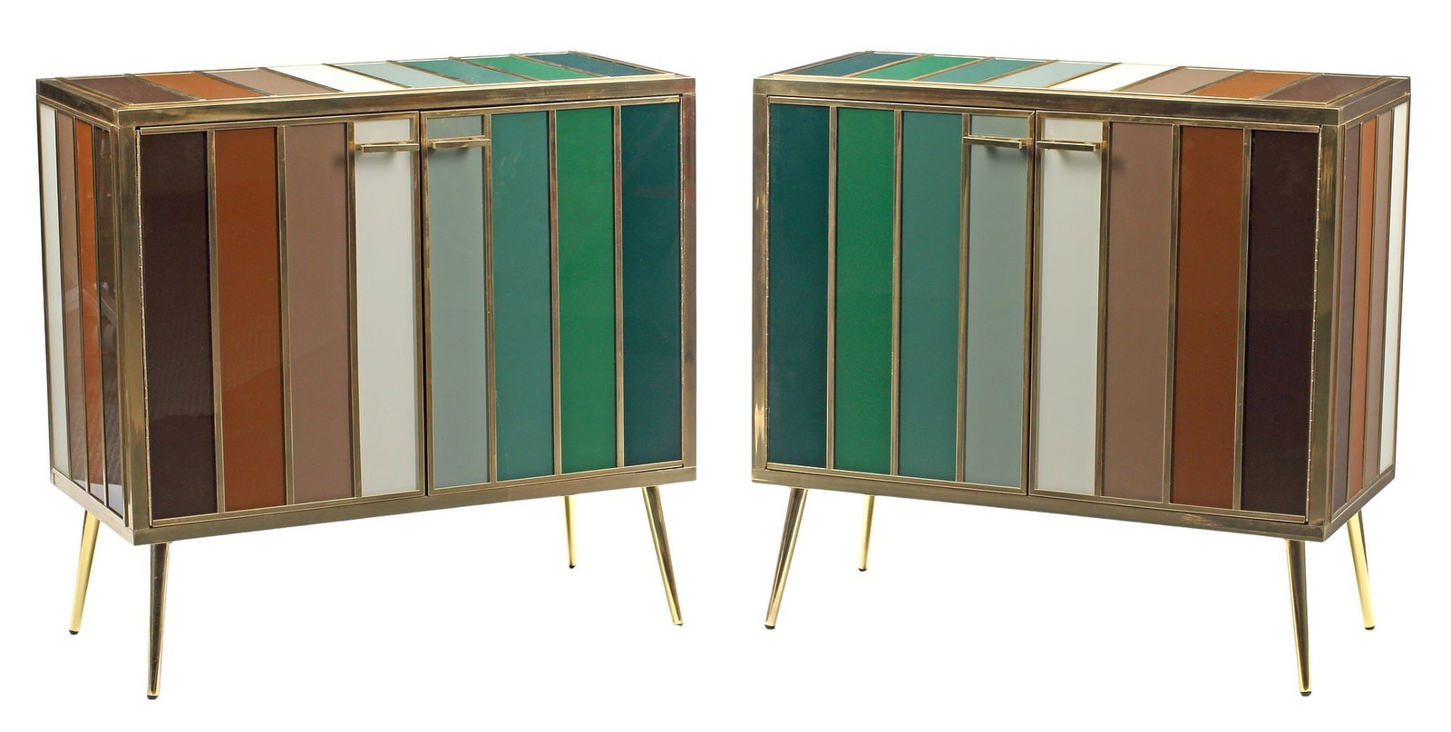 (2) ARTE MODERNE LUCA POLATO STYLE MULTICOLOR GLASS-CLAD CABINETS (1 of 7)