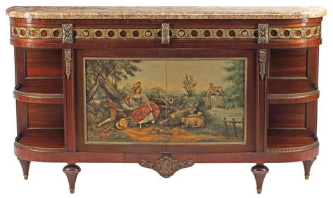 LOUIS XVI VERNIS MARTIN STYLE MARBLE-TOP ORMOLU-MOUNTED SERVER