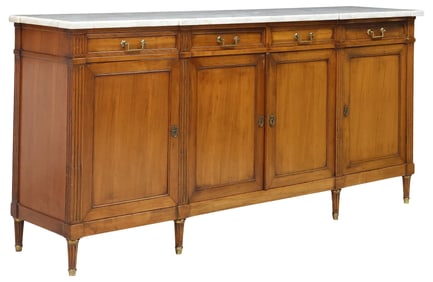 FRENCH LOUIS XVI STYLE MARBLE-TOP MAHOGANY SIDEBOARD