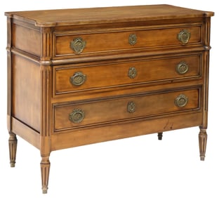 FRENCH LOUIS XVI STYLE MAHOGANY 3-DRAWER COMMODE