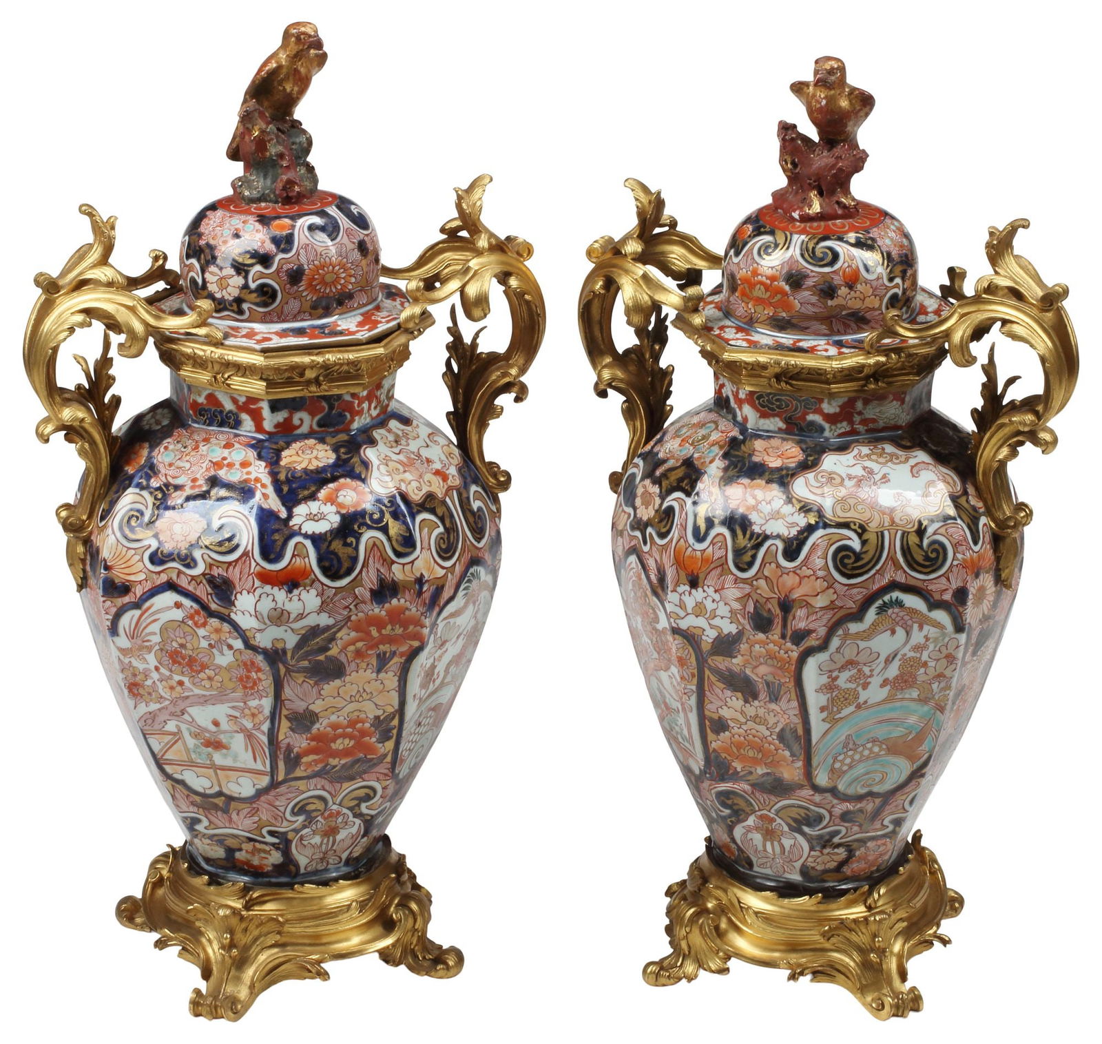 (2) ORMOLU-MOUNTED JAPANESE IMARI PORCELAIN VASES & COVERS (1 of 6)