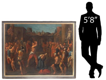 AFTER FRANCESCO CARRACCI (D.1622) PAINTING, 'MARTYRDOM OF ST. PAUL' 50"H