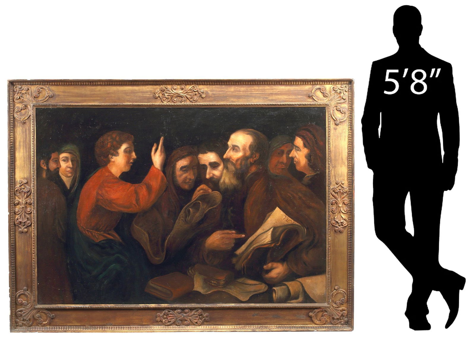 AFTER JUSEPE DE RIBERA (D.1652) PAINTING, CHRIST AMONG THE DOCTORS, 55"H (1 of 8)