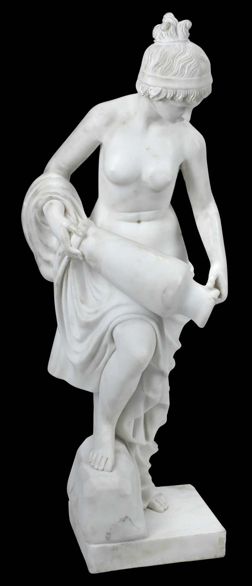 FRANCESCO SPANGHERO (D.1945) MARBLE SCULPTURE, FEMALE WATER BEARER, 43"H (1 of 9)