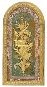 FINE ITALIAN GILT-BRONZE, JASPER & MARBLE RELIGIOUS TABERNACLE DOOR