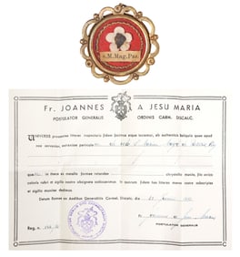 2ND-CLASS RELIC OF ST. MARY MAGDALENE IN THECA RELIQUARY WITH COA