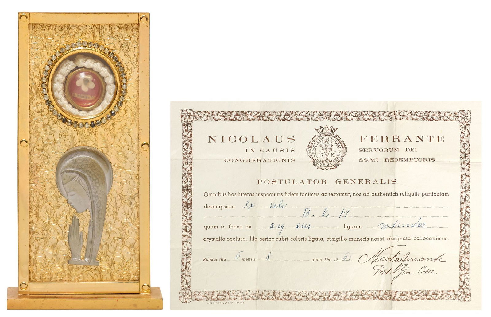 2ND-CLASS RELIC OF THE BLESSED VIRGIN MARY'S VEIL IN RELIQUARY WITH COA (1 of 9)