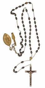 NUN'S 5-DECADE SIDE ROSARY WITH BELT CLIP, CRUCIFIX & SCRIPTURE PENDANTS