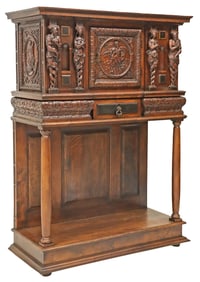 FRENCH RENAISSANCE REVIVAL ASSEMBLED WALNUT CREDENCE CUPBOARD