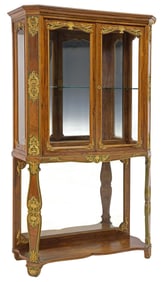 FRENCH PARCEL-GILT WALNUT GLAZED VITRINE / DISPLAY CABINET