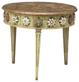 VENETIAN LOUIS XVI STYLE CARVED & PAINTED OCCASIONAL TABLE