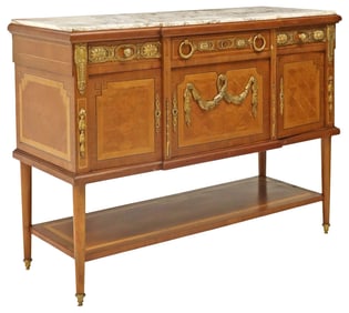 FRENCH NEOCLASSICAL STYLE MARBLE-TOP PARQUETRY SERVER