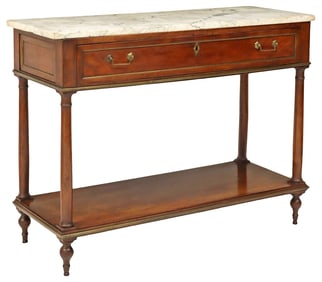 LOUIS XVI STYLE MARBLE-TOP MAHOGANY CONSOLE TABLE