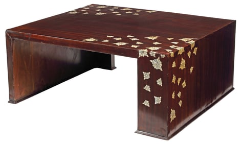 LARGE SYRIAN FLORAL SHELL-INLAID RECTANGULAR COFFEE TABLE