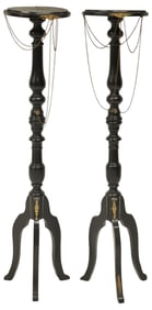 (2) FRENCH NAPOLEON III BLACK-PAINTED TURNED WOOD DISPLAY PEDESTALS