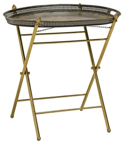 NAPOLEON III TOLE PAINTED TRAY-TOP METAL FOLDING SIDE TABLE