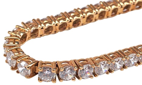 ESTATE 14KT YELLOW GOLD & CUBIC ZIRCONIA TENNIS LINE BRACELET