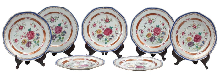 (7) CHINESE EXPORT FAMILLE ROSE PORCELAIN PLATES