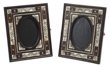 (2) CONTINENTAL INLAID WOOD OVAL PICTURE FRAMES