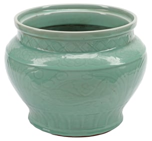 CHINESE CELADON INCISED PORCELAIN PLANTER / JARDINIERE